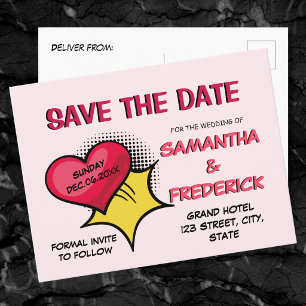 Carte postale d'annonce de mariage rose blush Ba