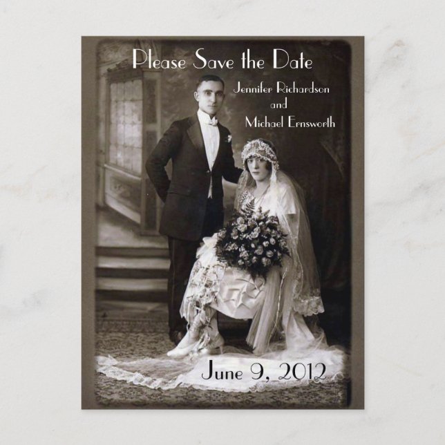 Carte postale d'annonce de mariage vintage (Devant)