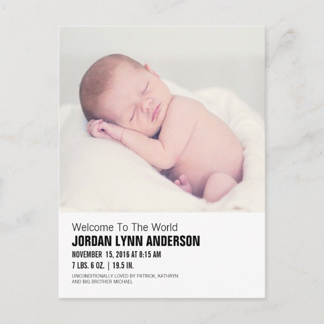 Carte postale d'annonce de naissance de bébé avec  (Devant)