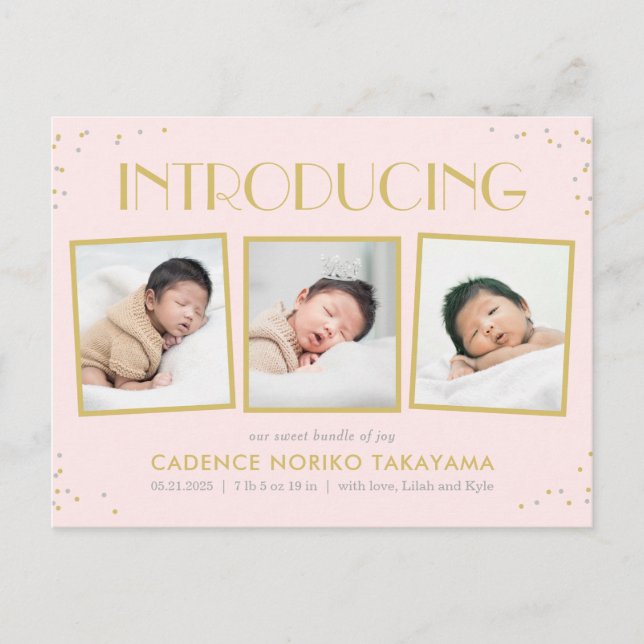 Carte postale d'annonce de naissance de bébé avec  (Devant)