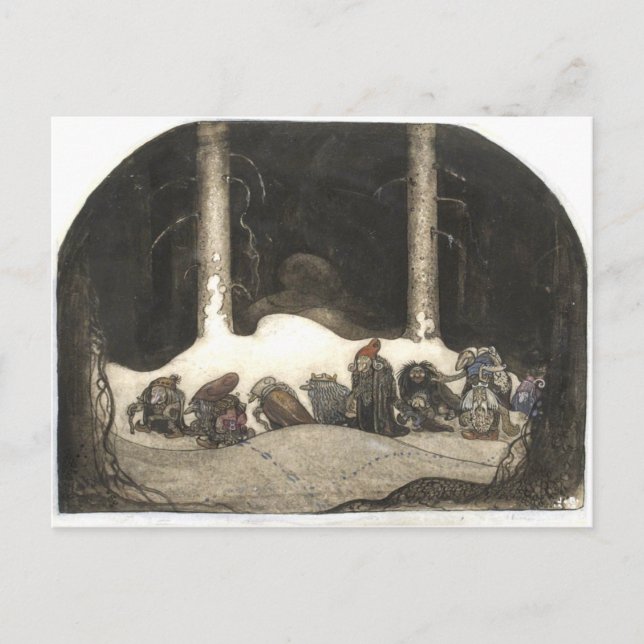 Carte Postale Dans La Nuit De Noël Par John Bauer 1913 (Devant)
