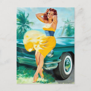 Carte Postale Dans La Pinceau De Robe Jaune