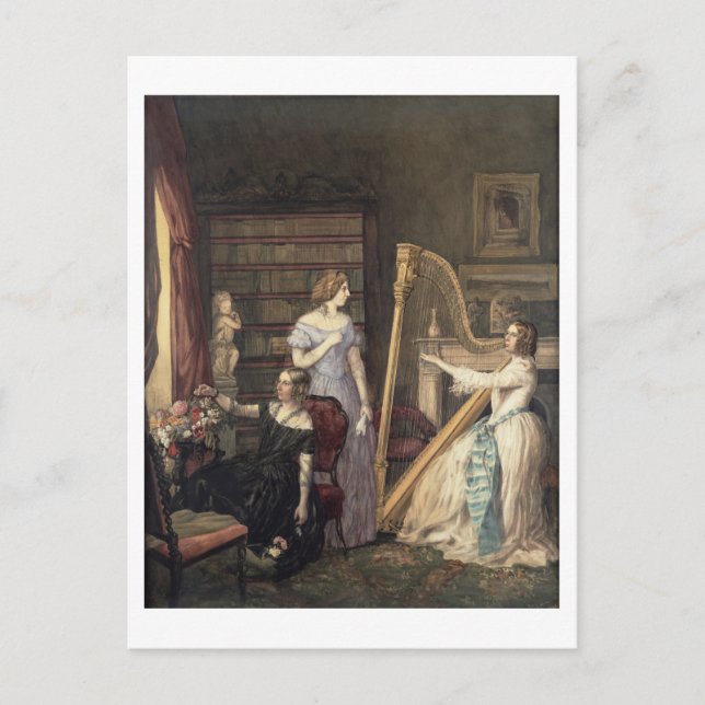 Carte Postale Dans le salon de dessin (avec papier) (Devant)