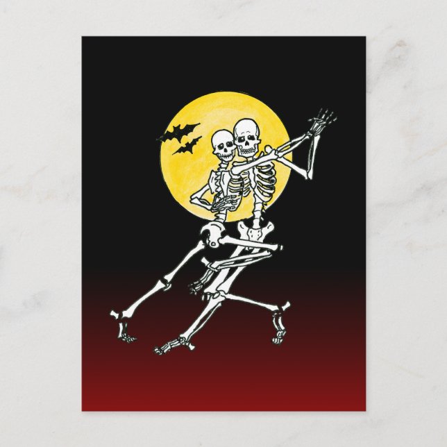 Carte Postale dansant les squelettes dancing skeletons (Devant)