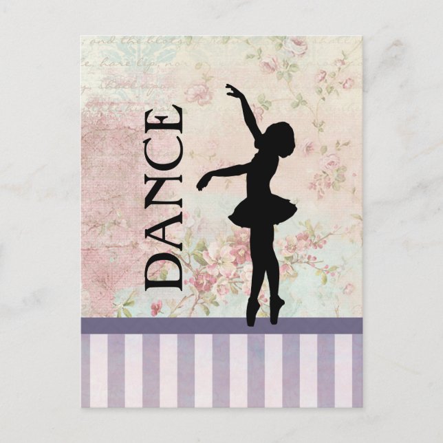 Carte Postale Danse - Ballerina Silhouette sur Arrière - plan Vi (Devant)