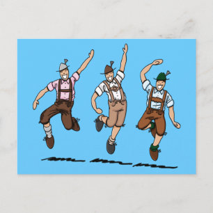 Carte postale Danse Bavarois Lederhosen Hommes