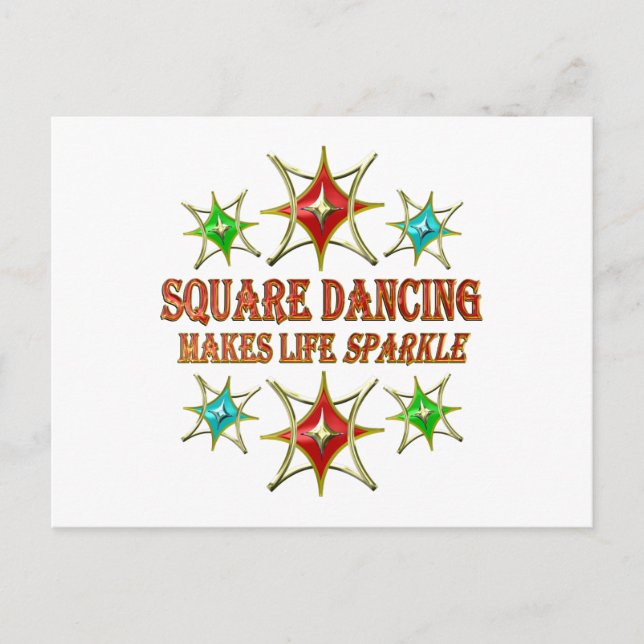 CARTE POSTALE DANSE CARREE ÉTOILES FANTAISIE (Devant)