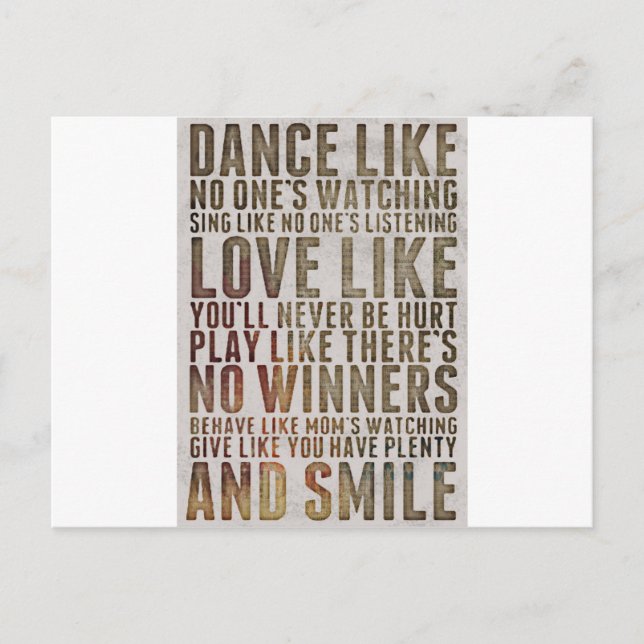 Carte Postale DANSE COMME LES NOONES REGARDER la citation motiva (Devant)