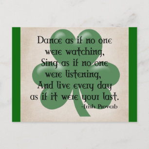 Carte Postale Danse comme si :: Proverbe irlandais (Design noir)