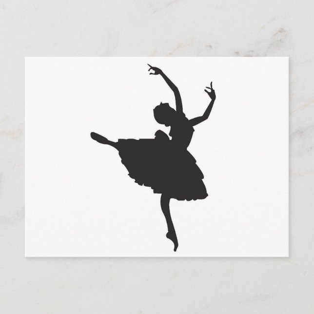 Carte Postale Danse de ballet en silhouette noire (Devant)