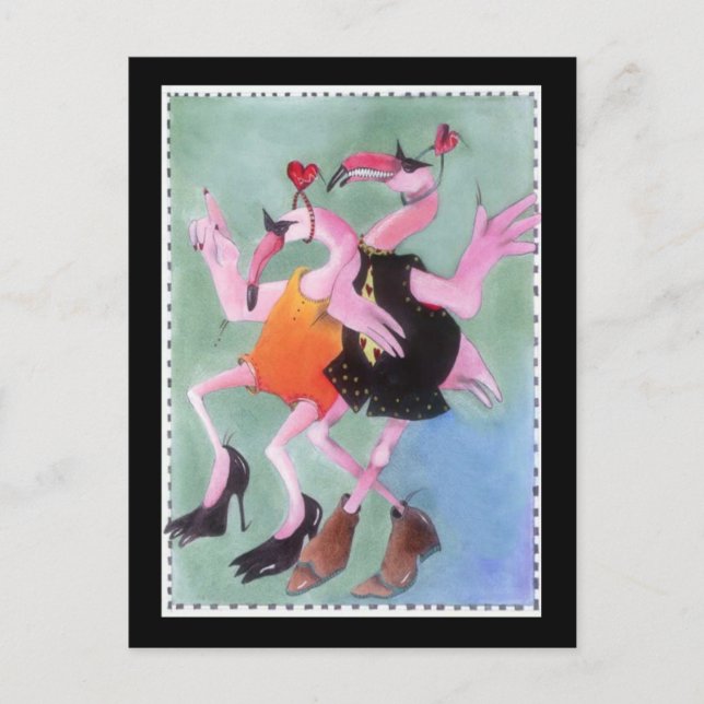 Carte Postale Danse de Flamant rose (Devant)