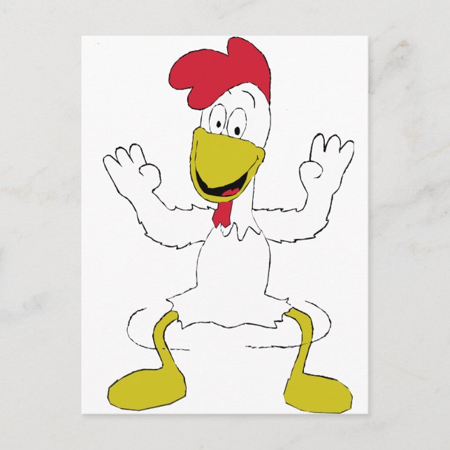 Carte Postale Danse de poulet caricaturale (Devant)