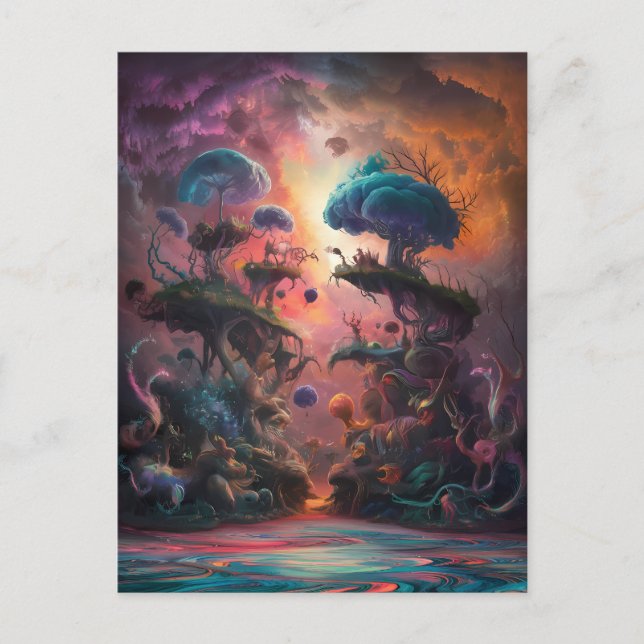 Carte Postale Danse des champignons enchantés sur l'eau (Devant)