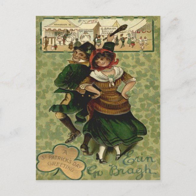 Carte Postale Danse irlandaise Erin Go Braugh Shillelagh (Devant)
