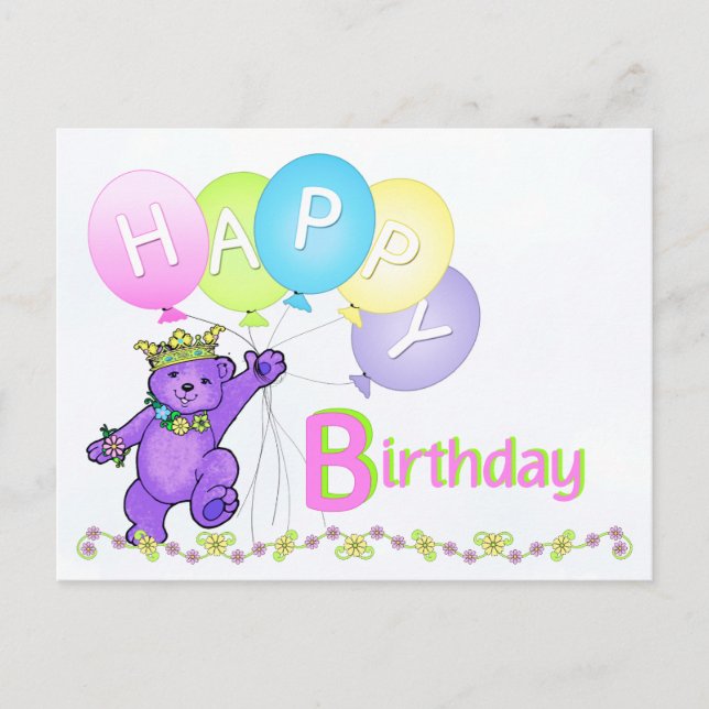 Carte Postale Danse Teddy Bear Joyeux Anniversaire (Devant)