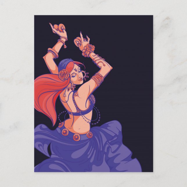 Carte Postale Danse tribale tzigane avec cymbales (Devant)