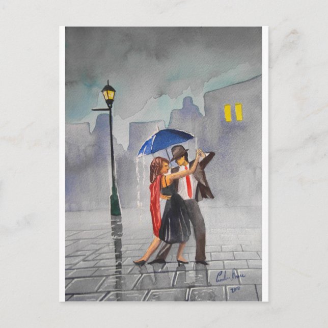 CARTE POSTALE DANSER COUPLE UMBRELLA (Devant)
