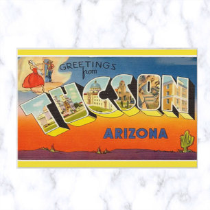 Carte Postale Danseur de Tuscon Arizona à grosse lettre vintage 