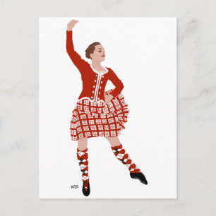Carte Postale Danseur des Highlands écossais en rouge