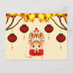 Carte Postale Danseur du lion du Nouvel An chinois