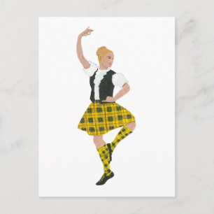 Carte Postale Danseur écossais des Highlands MacLeod Tartan