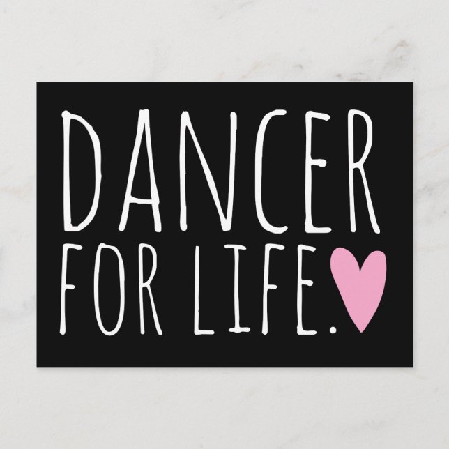 Carte Postale Danseur pour la vie Noir avec coeur (Devant)