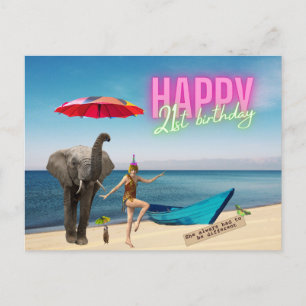 Carte Postale Danseur vintage 21e anniversaire Art modifié Anniv