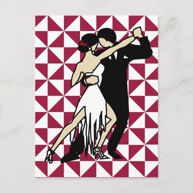 Carte Postale Danseurs de tango sur Maroon Arrière - plan géomét (Devant)