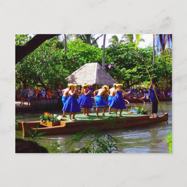 Carte Postale Danseurs hawaïens en bleu (Devant)