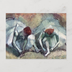 Carte Postale Danseurs lacant leurs chaussures par Edgar Degas
