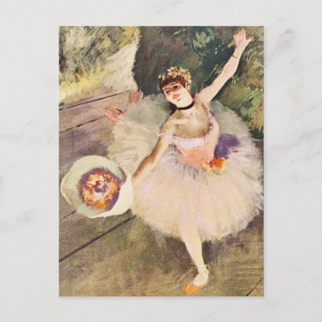 Carte Postale Danseuse de Degas avec un bouquet de fleurs (Devant)