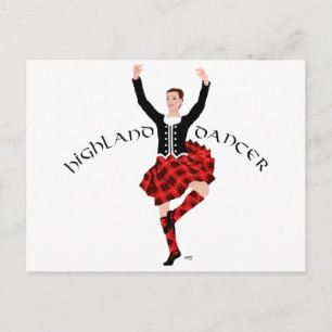 Carte Postale Danseuse des Highlands écossaise rouge et noir