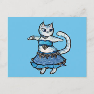 Carte Postale Danseuse du ventre au chat gris