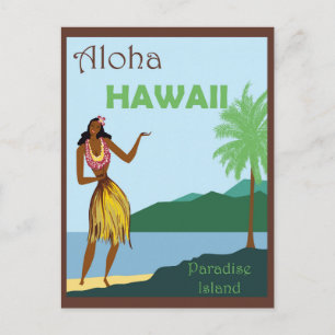 Carte Postale Danseuse Hula Hawaii Aloha Voyage Vintage