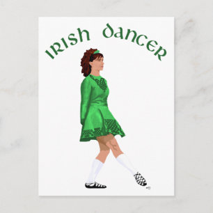 Carte Postale Danseuse Irlandaise en Chaussures Souples Verte