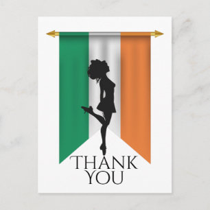 Carte Postale Danseuse irlandaise et Drapeau irlandais Danse Mer