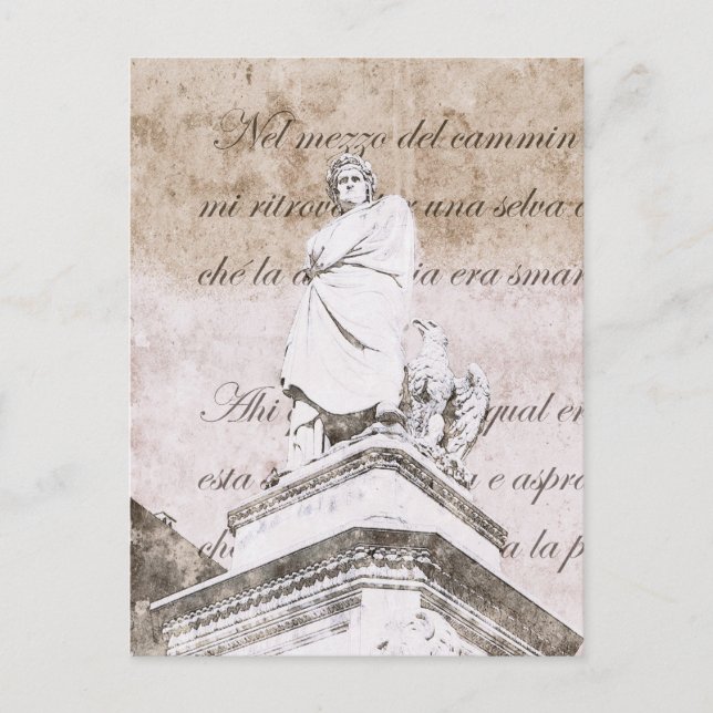 Carte Postale Dante Alighieri - avec Divine Comedy versets (Devant)
