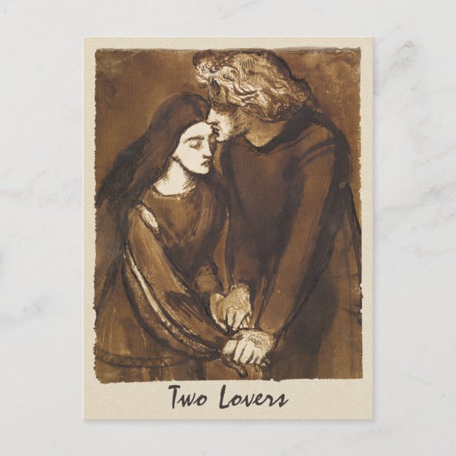 Carte Postale Dante Gabriel Rossetti Deux amants 1850 (Devant)