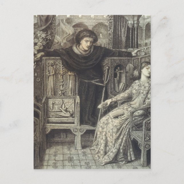 Carte Postale Dante Gabriel Rossetti : Hamlet et Ophelia (Devant)