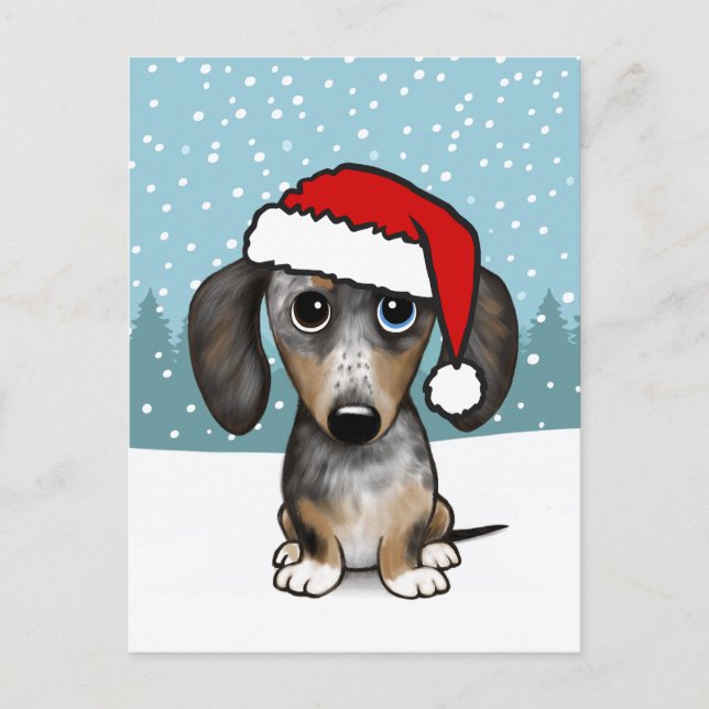 Carte Postale Dappshund Holiday mignon chien animal de compagnie (Devant)