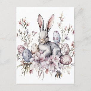 Carte postale d'Aquarell Oster avec lièvre et fleu