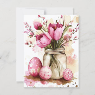 Carte postale d'Aquarell Oster avec oeufs de Pâque