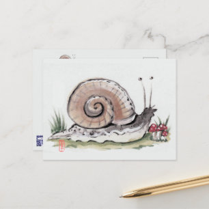 Carte postale d'Aquarelle Cute Snail Nature Animal