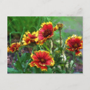Carte postale d'aquarelle de fleurs couvrantes
