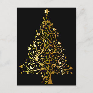carte postale d'arbre de Noël doré
