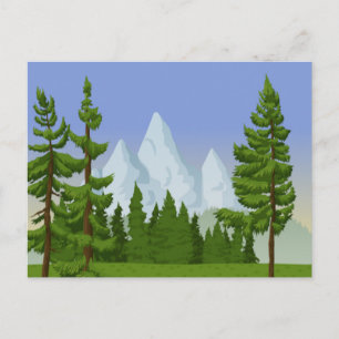 Carte postale d'arbres de pin et de paysage montag