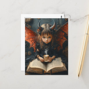 Carte Postale Dark Angel avec café et livre