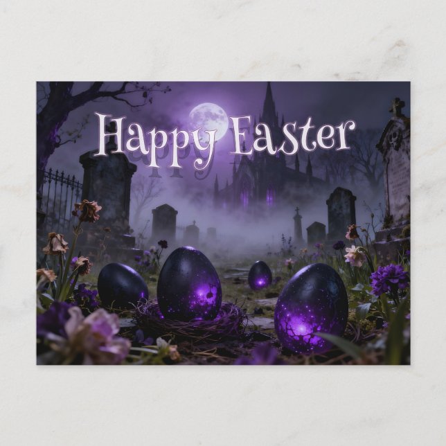 Carte Postale Dark Gothic Easter Scene with Glowing Eggs (Devant)