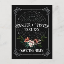 Dark Moody Goth Wedding Save the Date Postcard