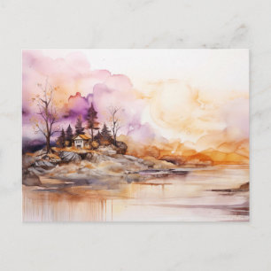 Carte postale d'art à l'encre alcoolique Cabane ru